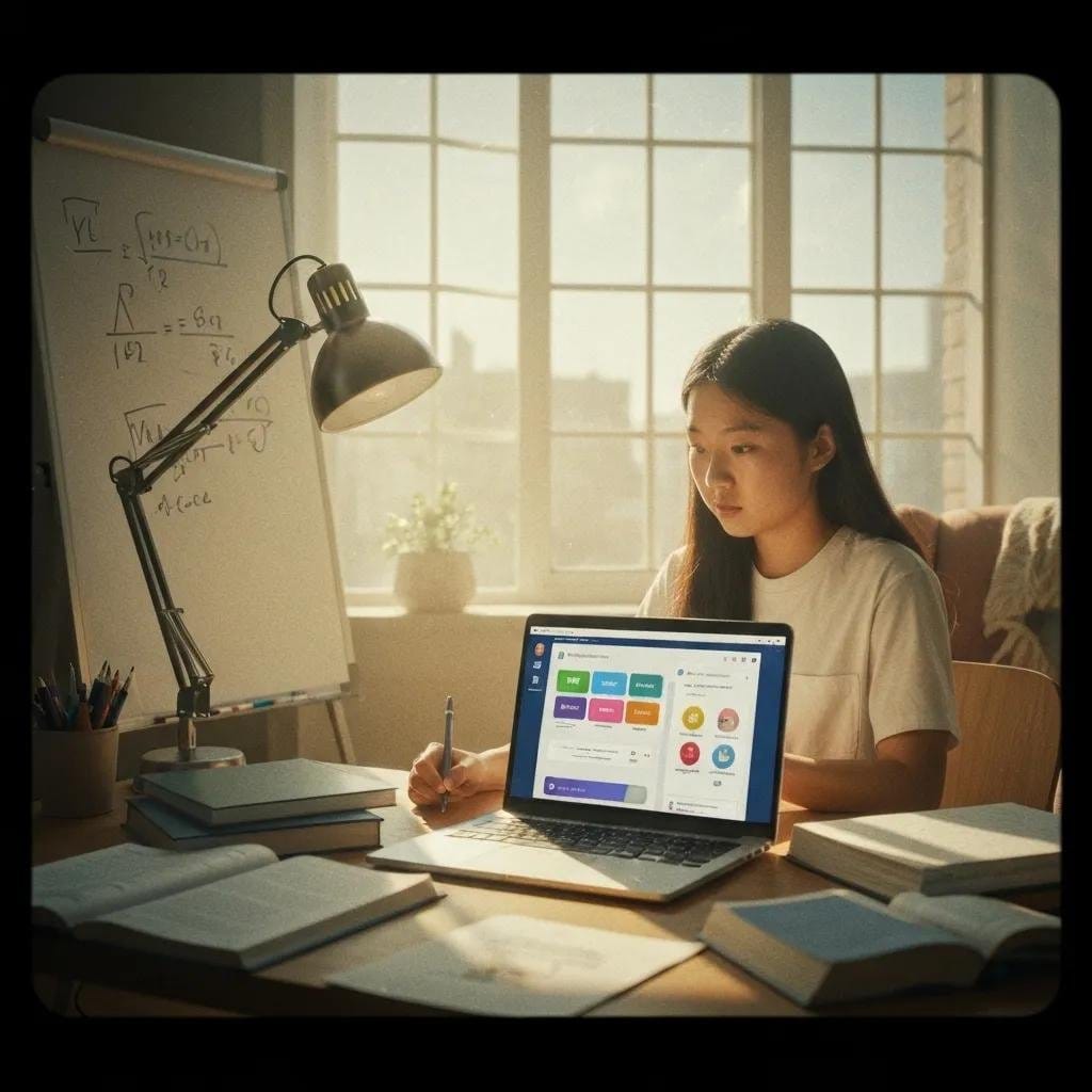 Student engaged in an interactive online learning module, emphasizing the benefits of gamified content